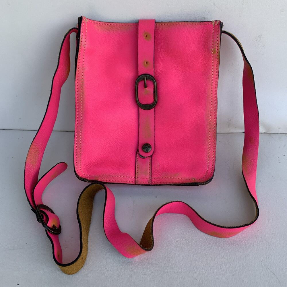 Patricia Nash Fuschia Pink Redesigned Crossbody Messenger Bag Genuine Leather